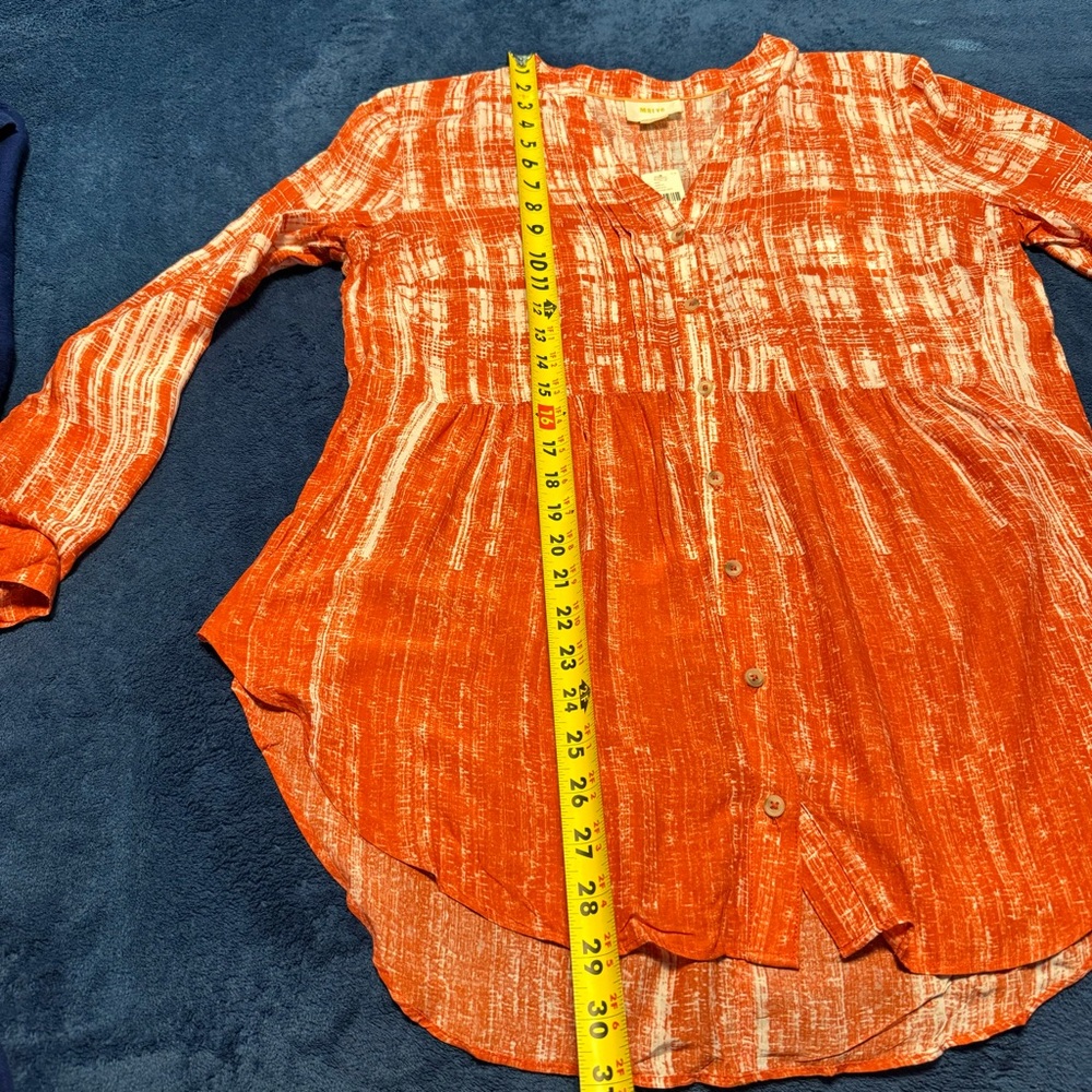 LAST CHANCE JAN 2026 NWT! Anthro Calia Top buttondown shirt red orange 12p - Picture 12 of 15